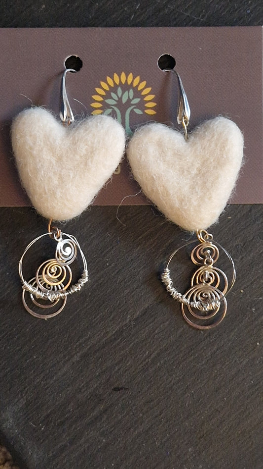 Guitar Hoop Spiral Heart Earrings