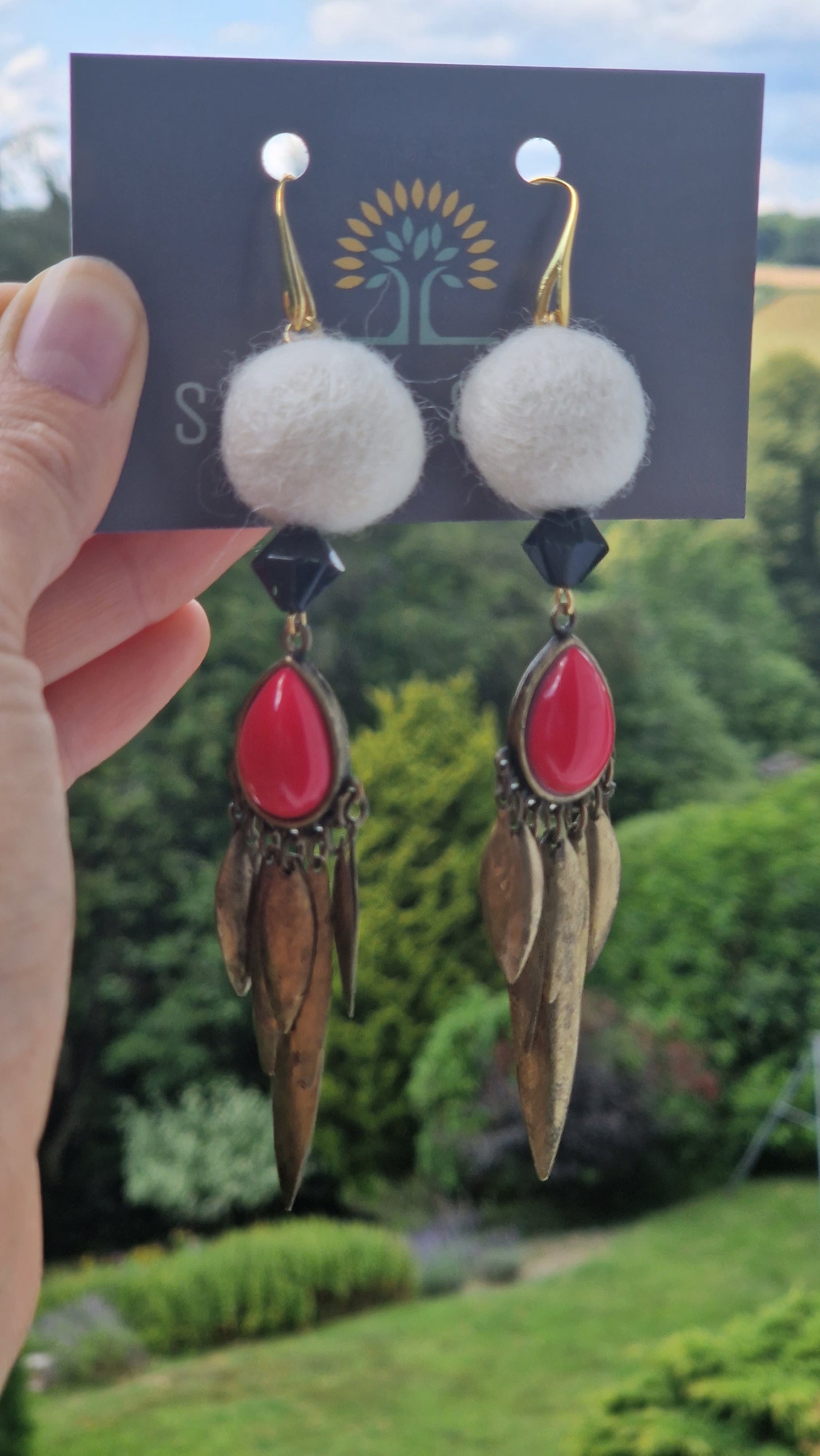 Red Warrior Dangling Earrings