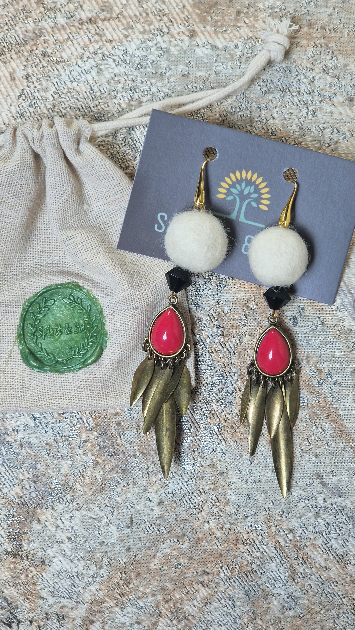 Red Warrior Dangling Earrings