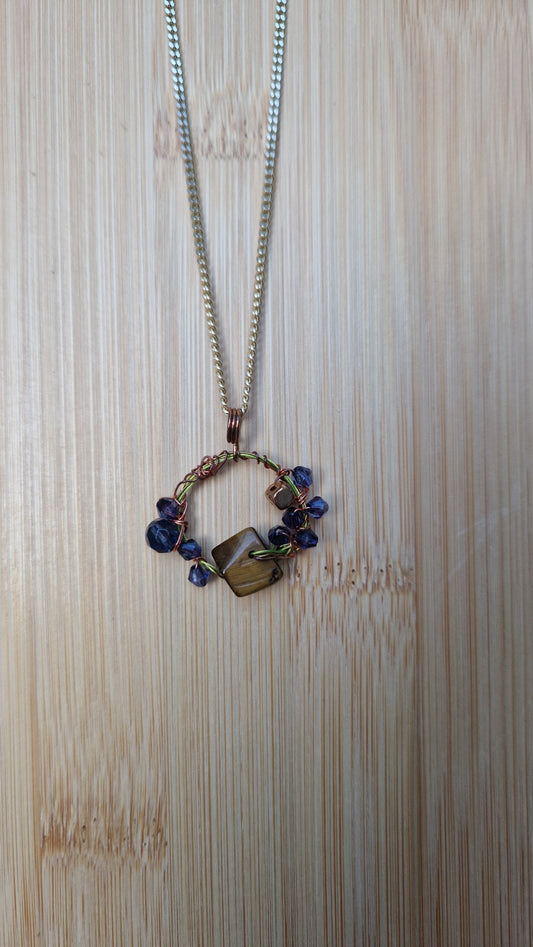 Guitar Blue Tiger Eye Necklace Pendant