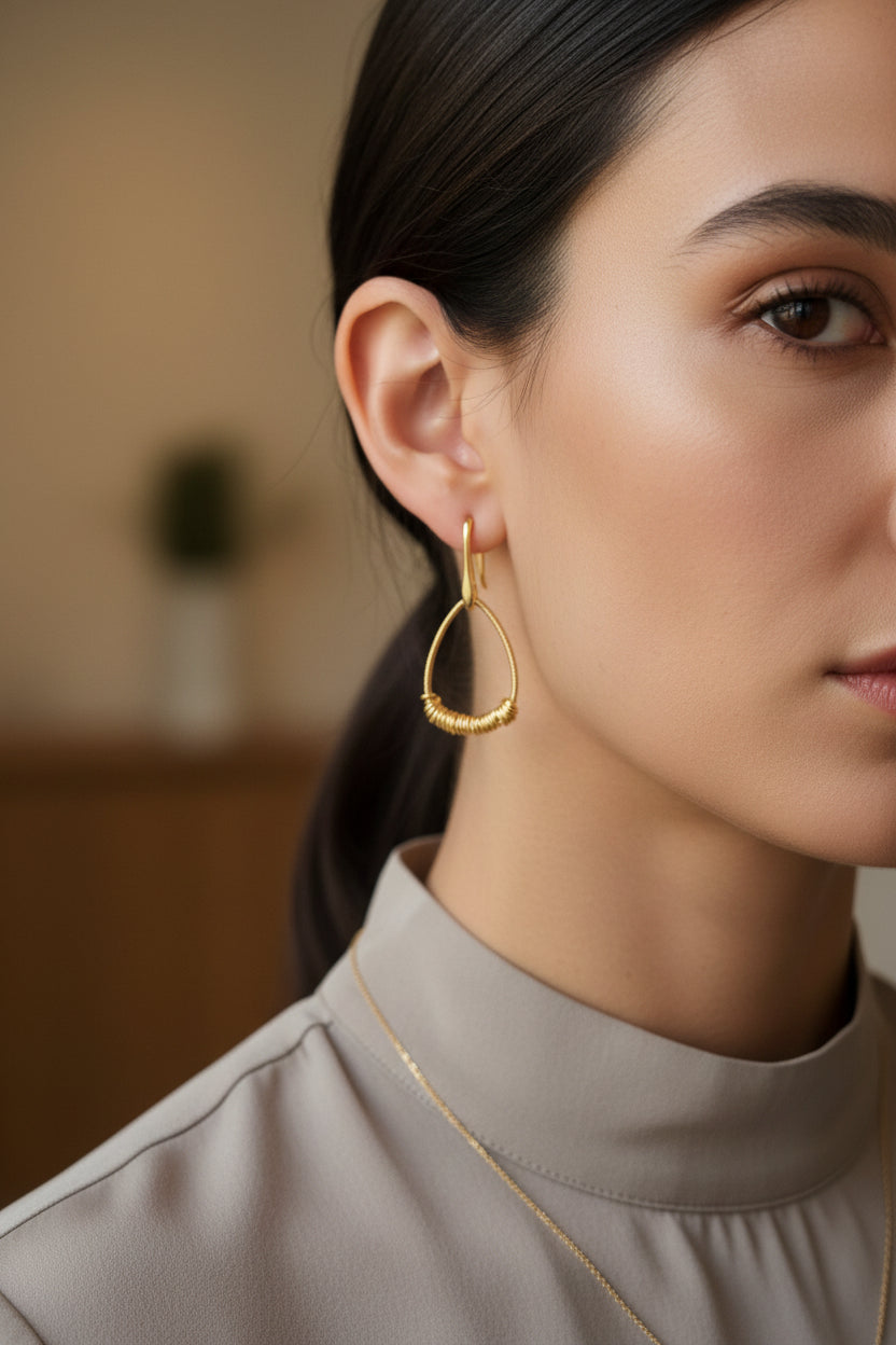 'Pick' Gold Guitar String Earrings