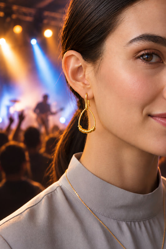 Pick Gold Guitar String Earrings