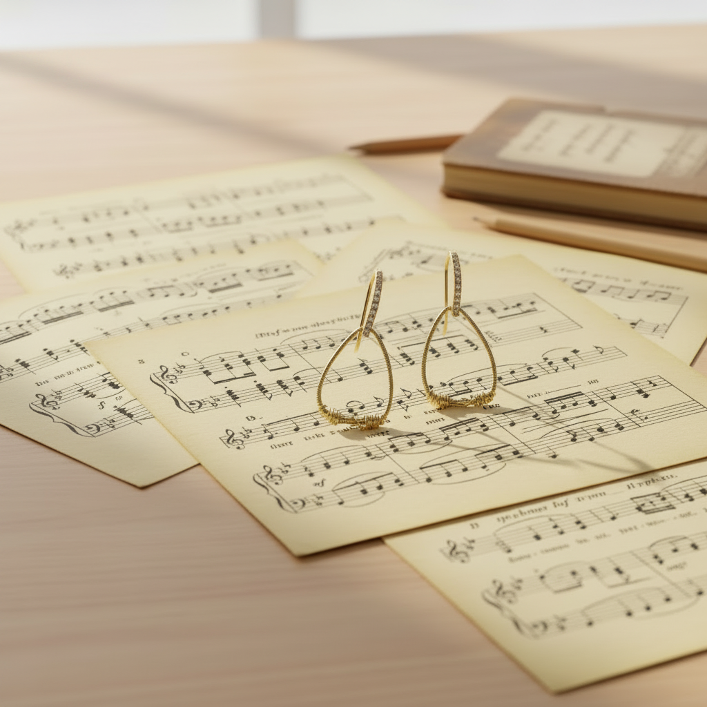 Pick Sparkle Gold Guitar String Earrings